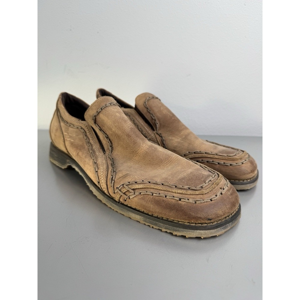 Bed Stu Baron Brown Leather Slip On Shoes Mens 13 Distressed Rope Western Rodeo